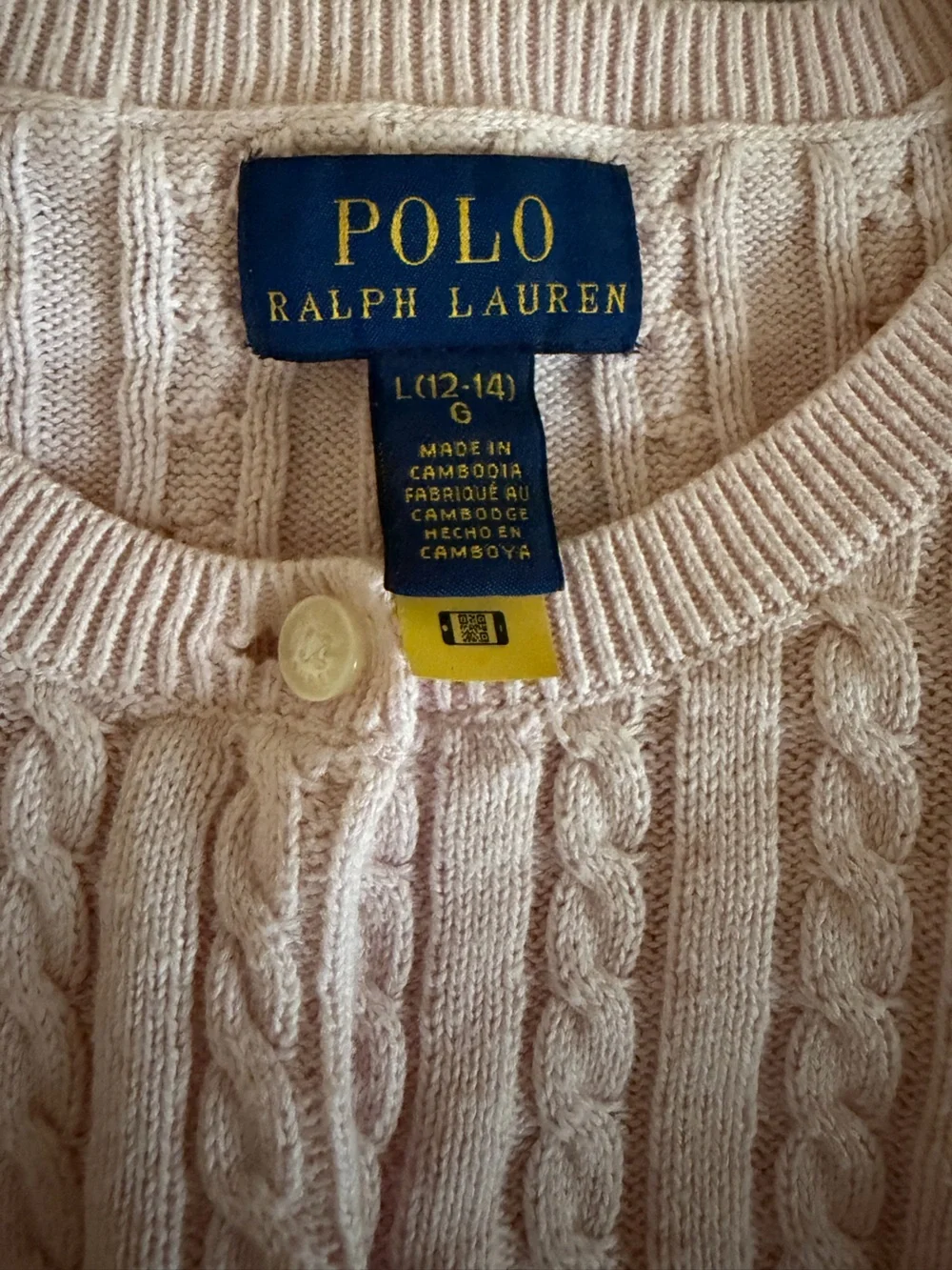 Ralph Lauren Light Pink Cable-Knit Button Cardigan